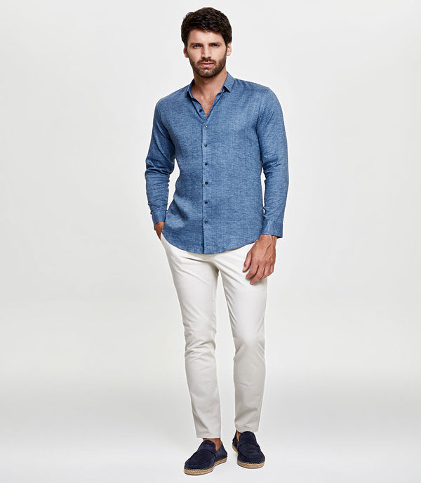 Linen Shirt Albini Blue Jeans - Barthelemy