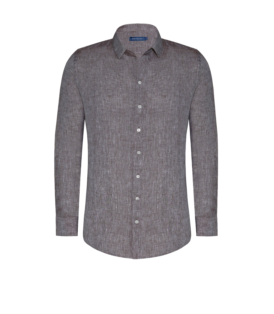 Tailored Linen Shirt Mocha - Barthelemy