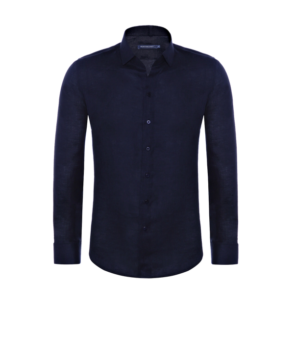 Tailored Linen Shirt Navy - Barthelemy
