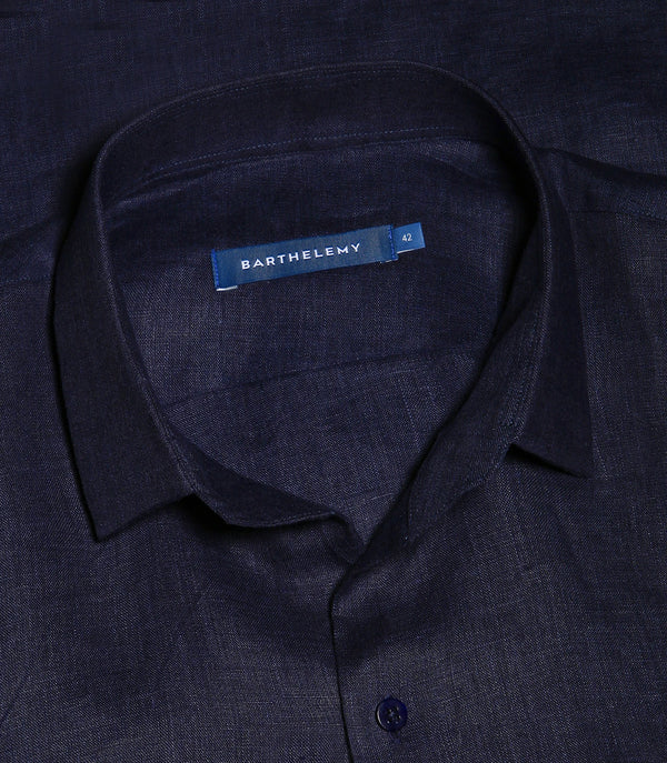 Tailored Linen Shirt Navy - Barthelemy