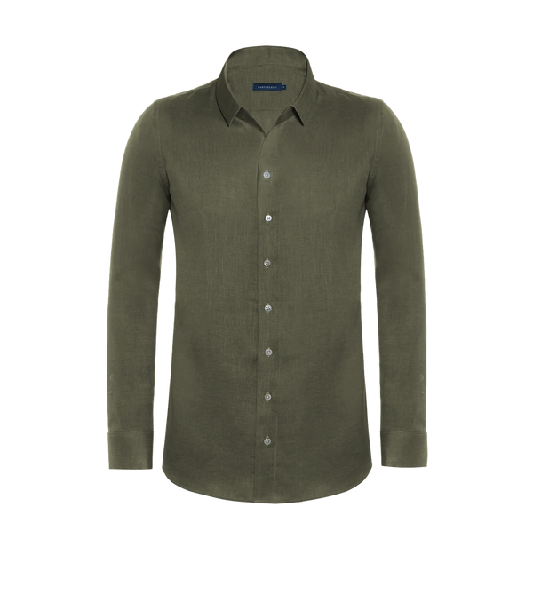 Tailored Linen Shirt Tropical Green - Barthelemy