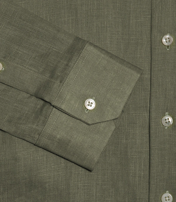 Tailored Linen Shirt Tropical Green - Barthelemy