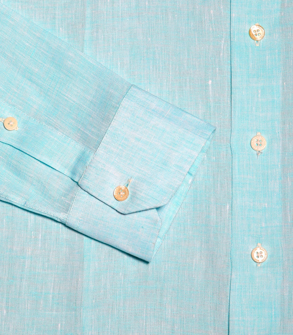 Tailored Linen Shirt Turquoise - Barthelemy