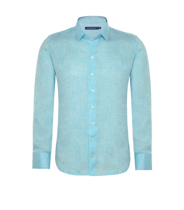 Tailored Linen Shirt Turquoise - Barthelemy