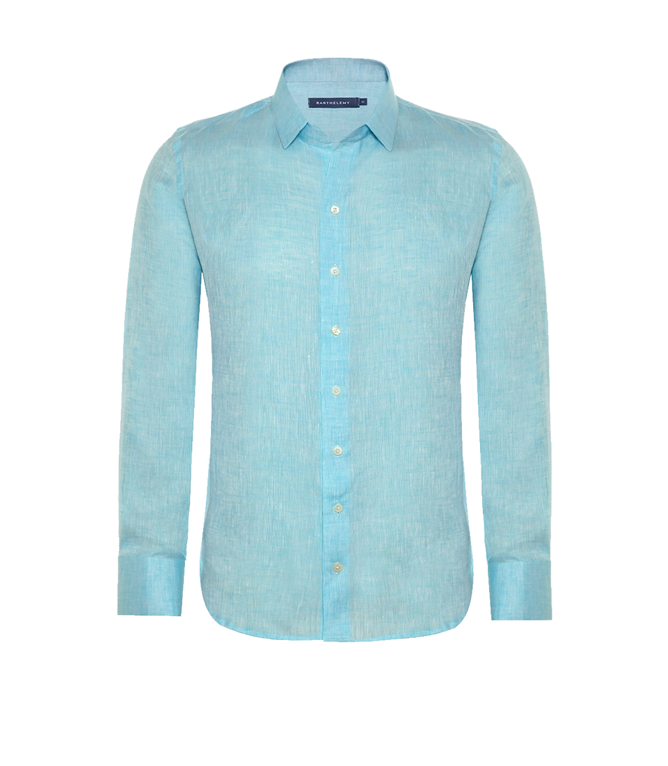 Tailored Linen Shirt Turquoise - Barthelemy