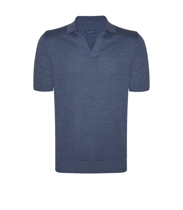Rivage Knit Polo Soft Blue - Barthelemy