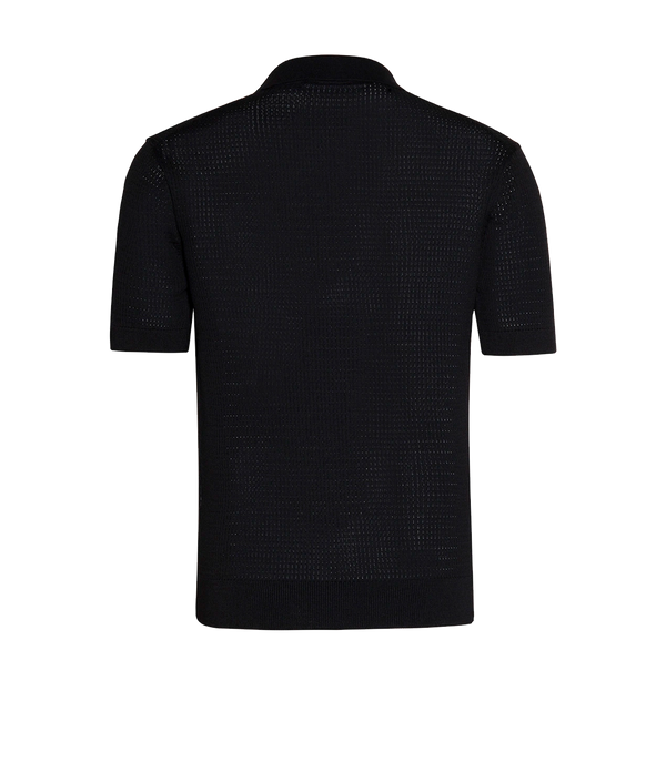 Rivage Knit Polo Waffle Black - Barthelemy