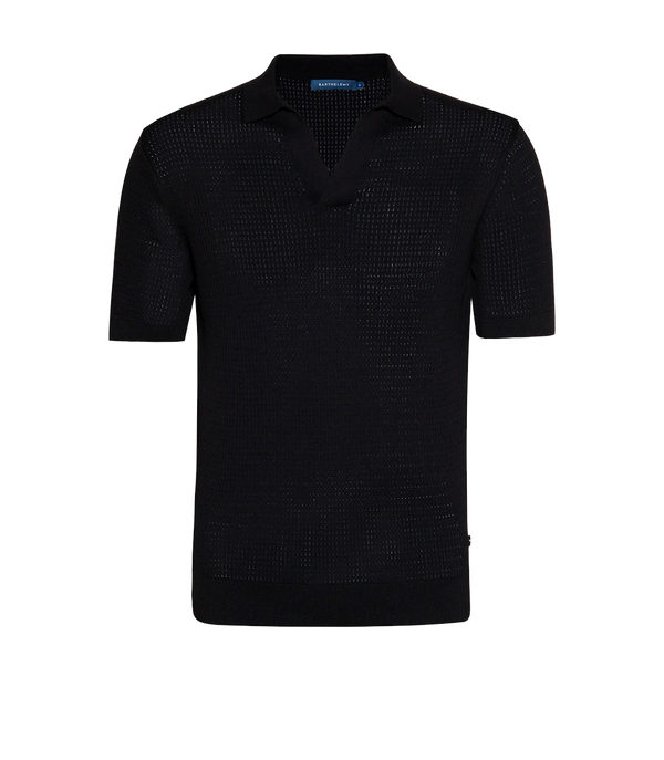 Rivage Knit Polo Waffle Black - Barthelemy