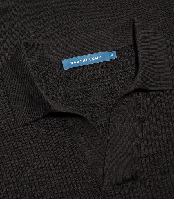 Rivage Knit Polo Waffle Black - Barthelemy