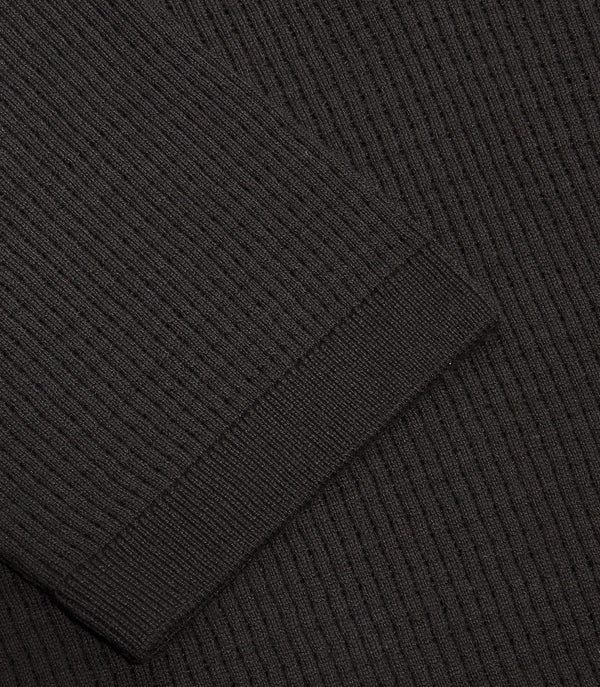 Rivage Knit Polo Waffle Black - Barthelemy