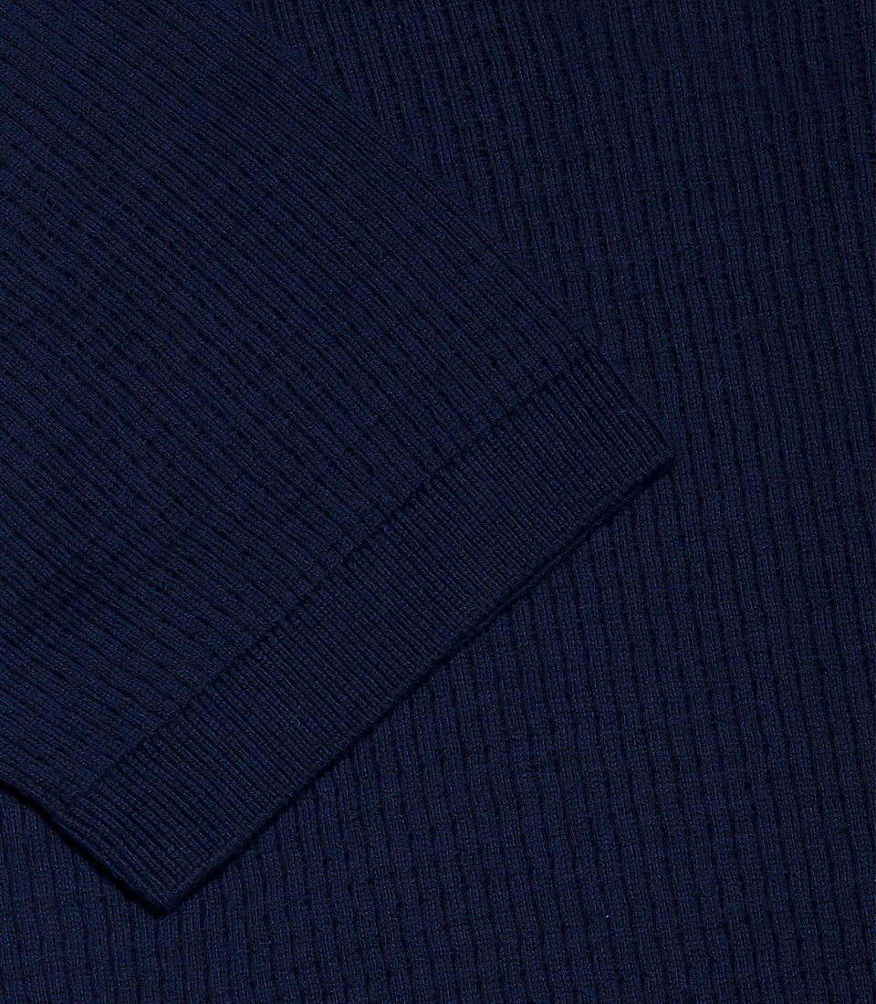 Rivage Knit Polo Waffle Dark Blue - Barthelemy