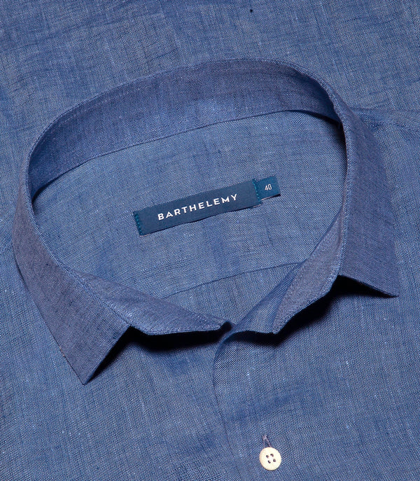 Tailored Linen Shirt Marine Blue - Barthelemy
