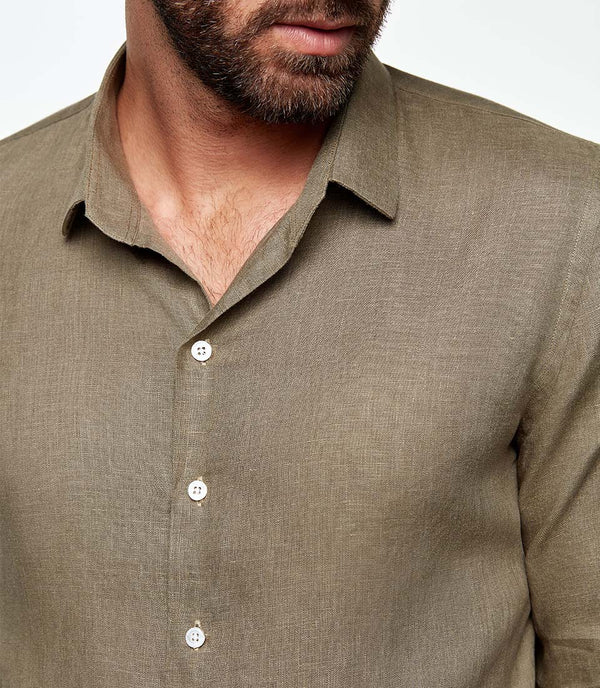 Tailored Linen Shirt Tropical Green - Barthelemy