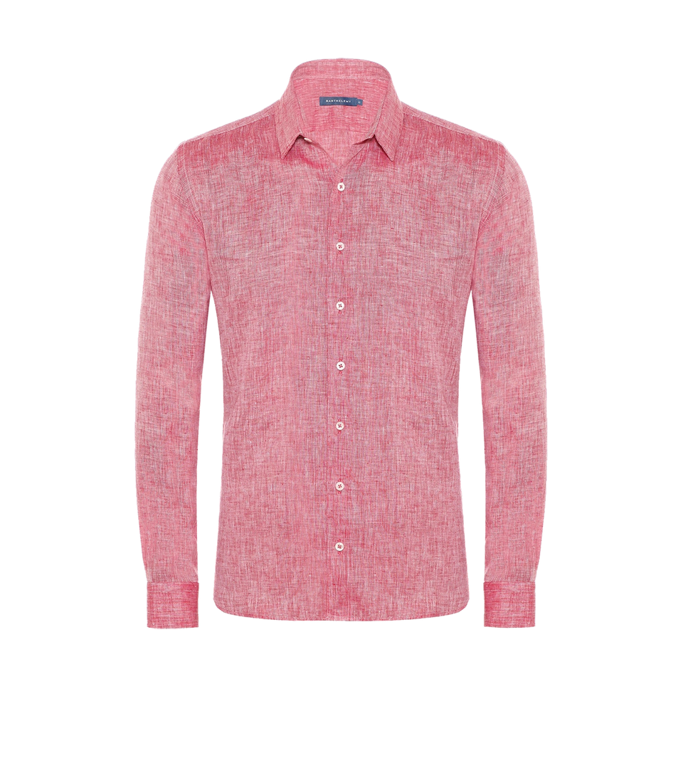Coupe Courte  Linen Shirt Light Coral - Barthelemy