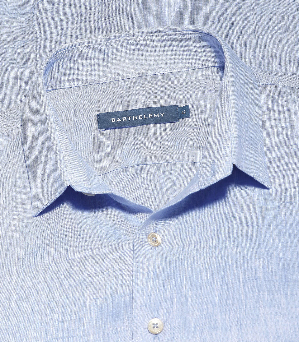 Coupe Courte Linen Shirt Medium Blue - Barthelemy