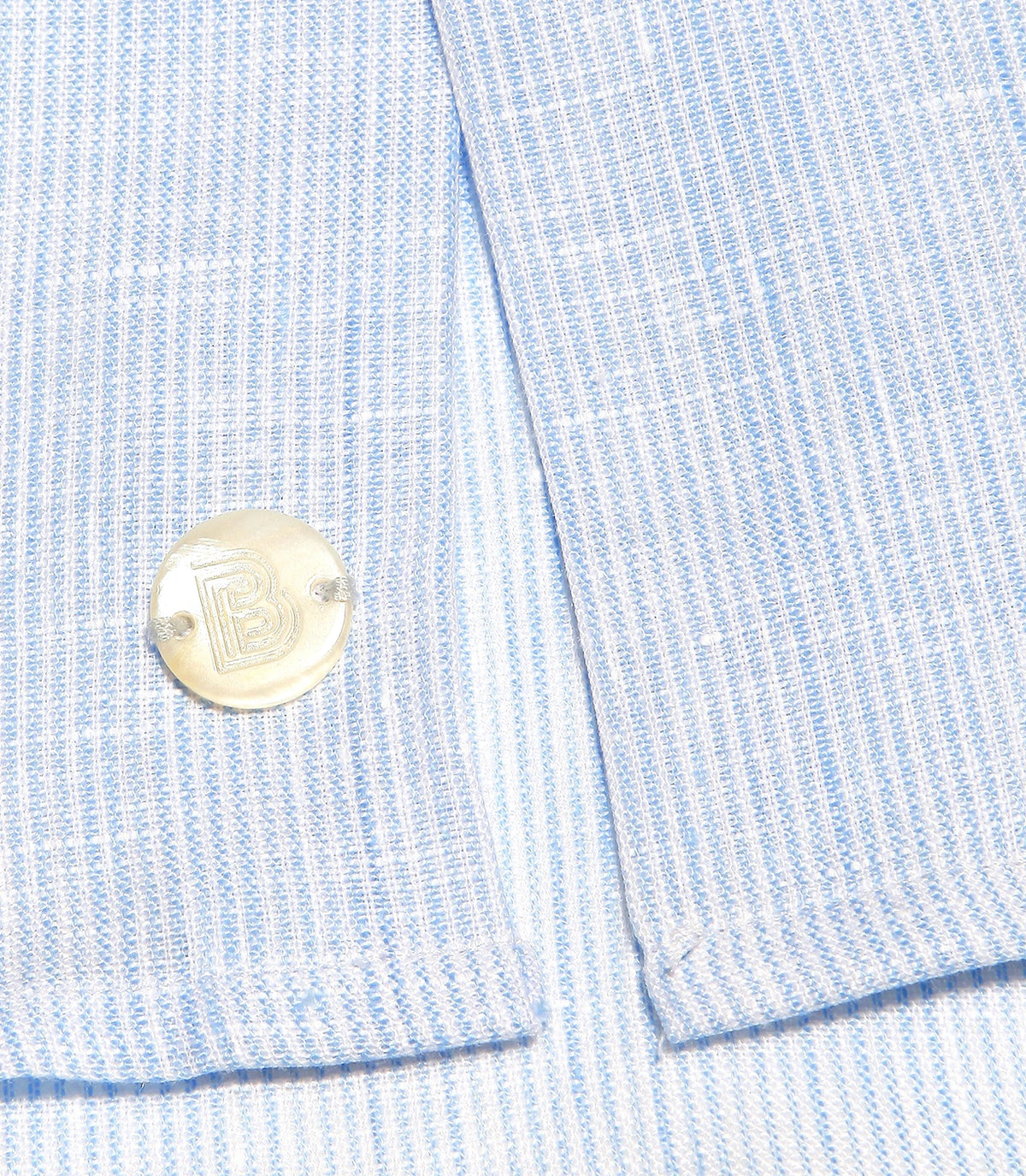 Coupe Courte Linen Shirt Striped Blue - Barthelemy