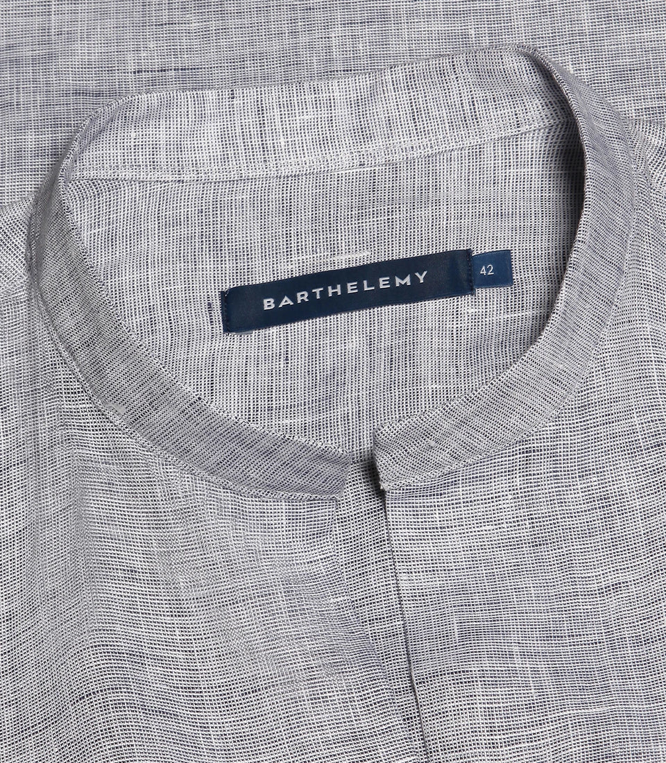 Mirage Linen Shirt Deep Blue Coupe Courte - Barthelemy