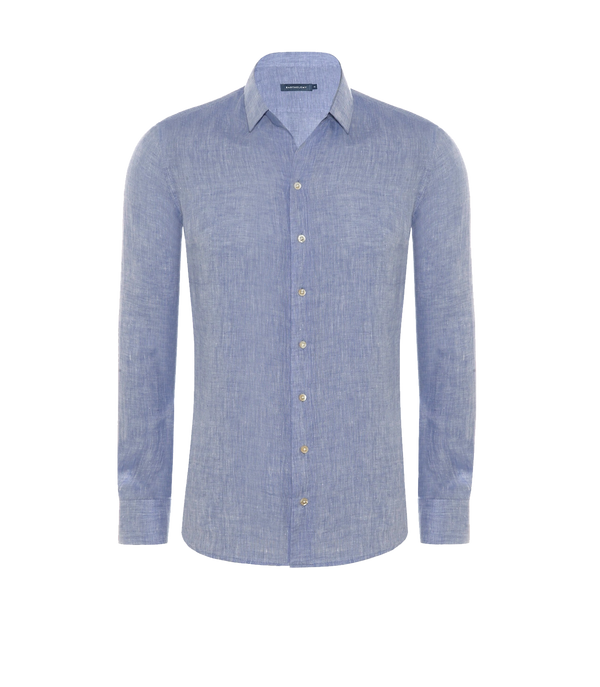 Tailored Linen Shirt Riviera Blue - Barthelemy