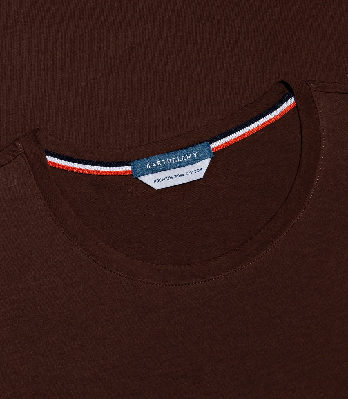 Crew Neck T-Shirt Pima Chocolate Brown - Barthelemy