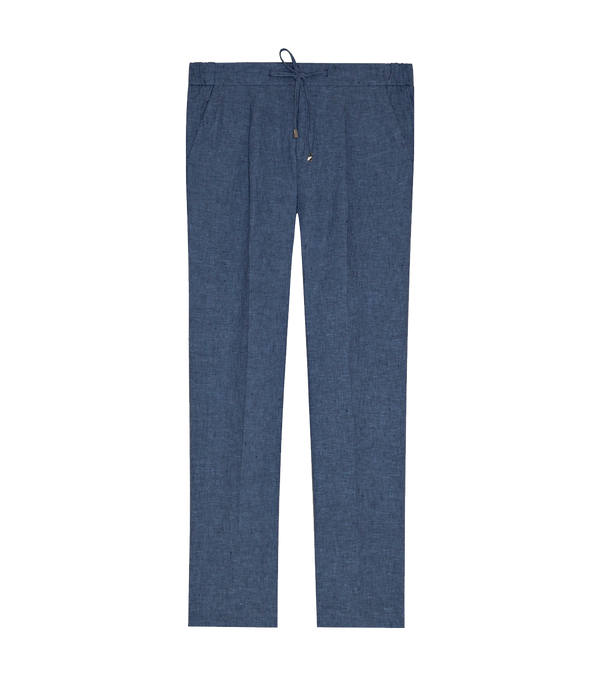 Corossol Linen Pants Double Blue - Barthelemy