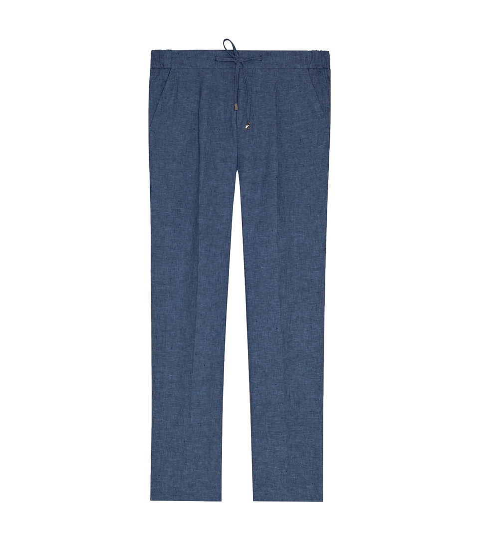 Corossol Linen Pants Double Blue - Barthelemy