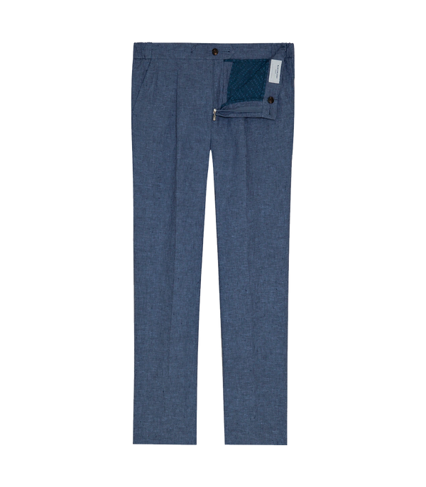 Corossol Linen Pants Double Blue - Barthelemy