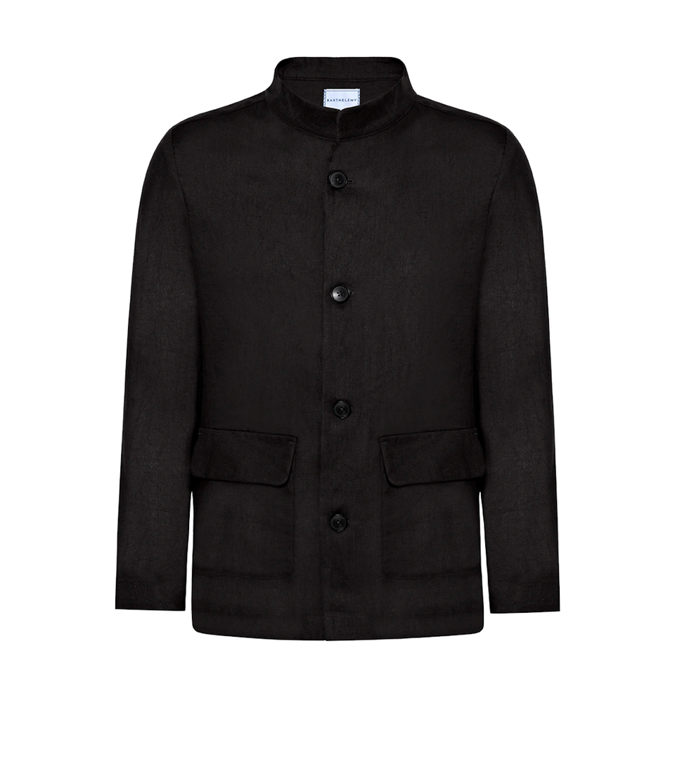Flamands Linen Overshirt Black | Linen Shirt | Barthelemy Resortwear