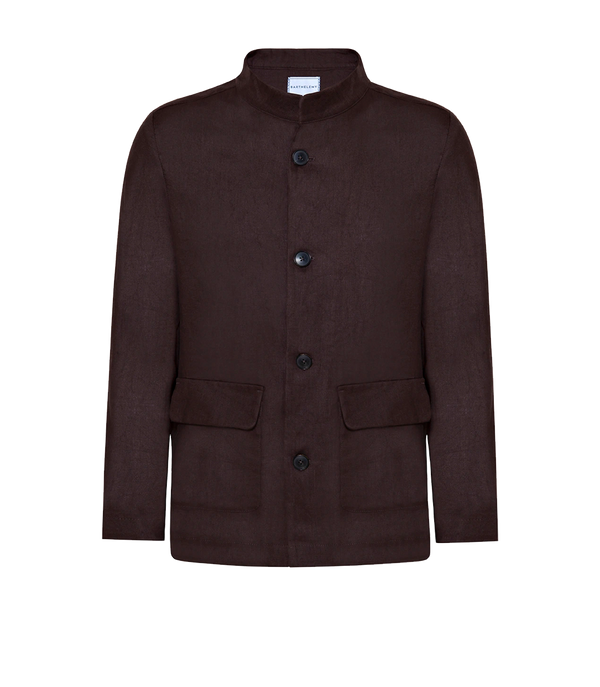 Flamands Linen Overshirt Coffee - Barthelemy