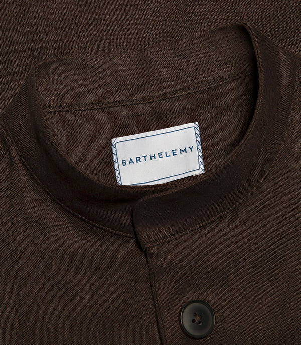 Flamands Linen Overshirt Coffee - Barthelemy
