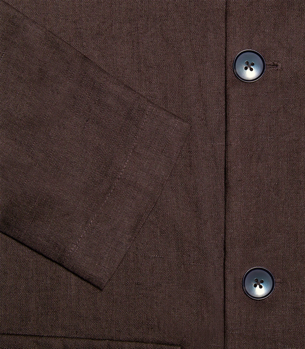 Flamands Linen Overshirt Coffee - Barthelemy