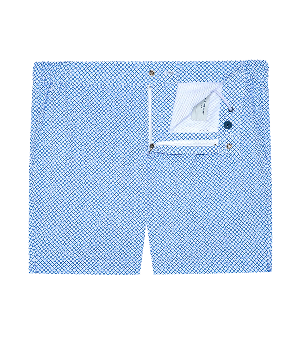 Gustavia Pêche White Blue | Swim Shorts | Barthelemy Resortwear