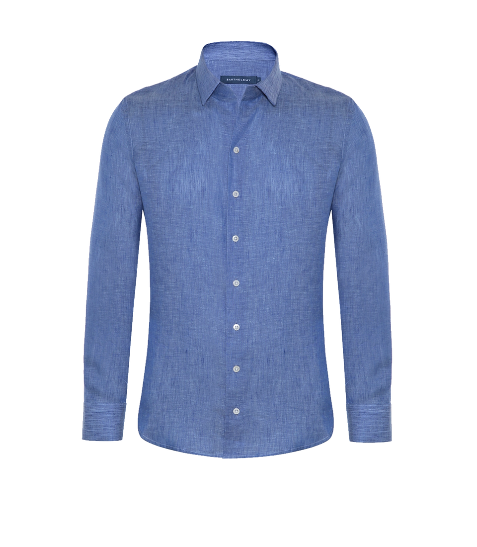 Tailored Linen Shirt Medium Blue - Barthelemy