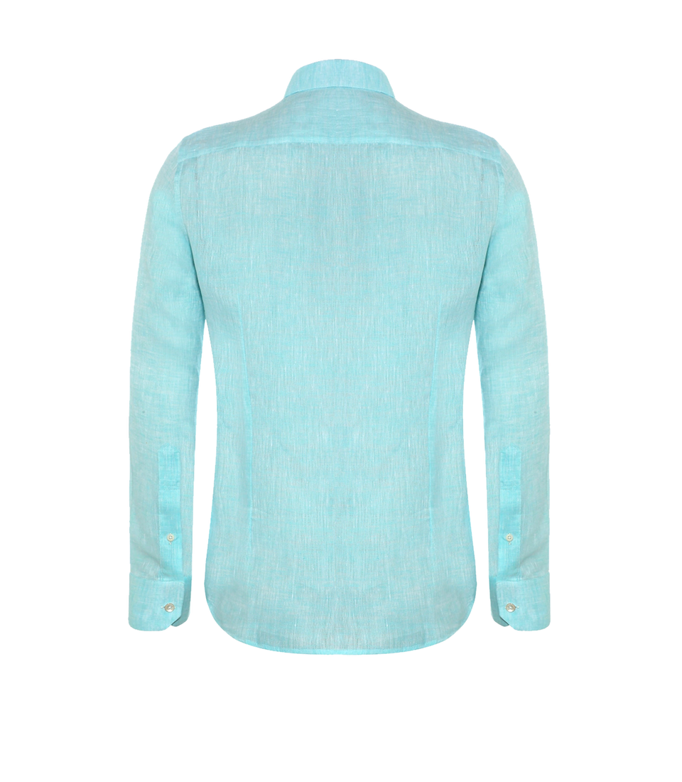 Tailored Linen Shirt Turquoise - Barthelemy