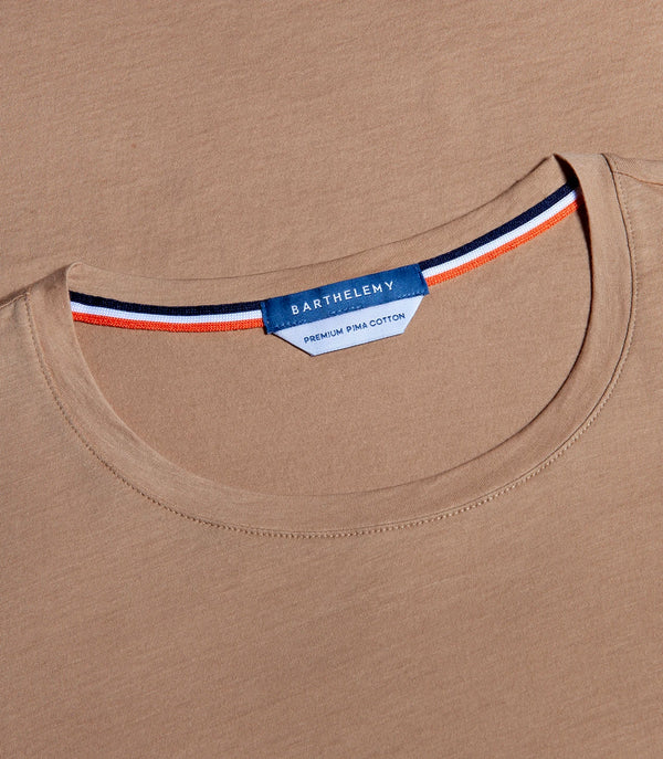 Crew Neck T-Shirt Pima Honey Mustard - Barthelemy
