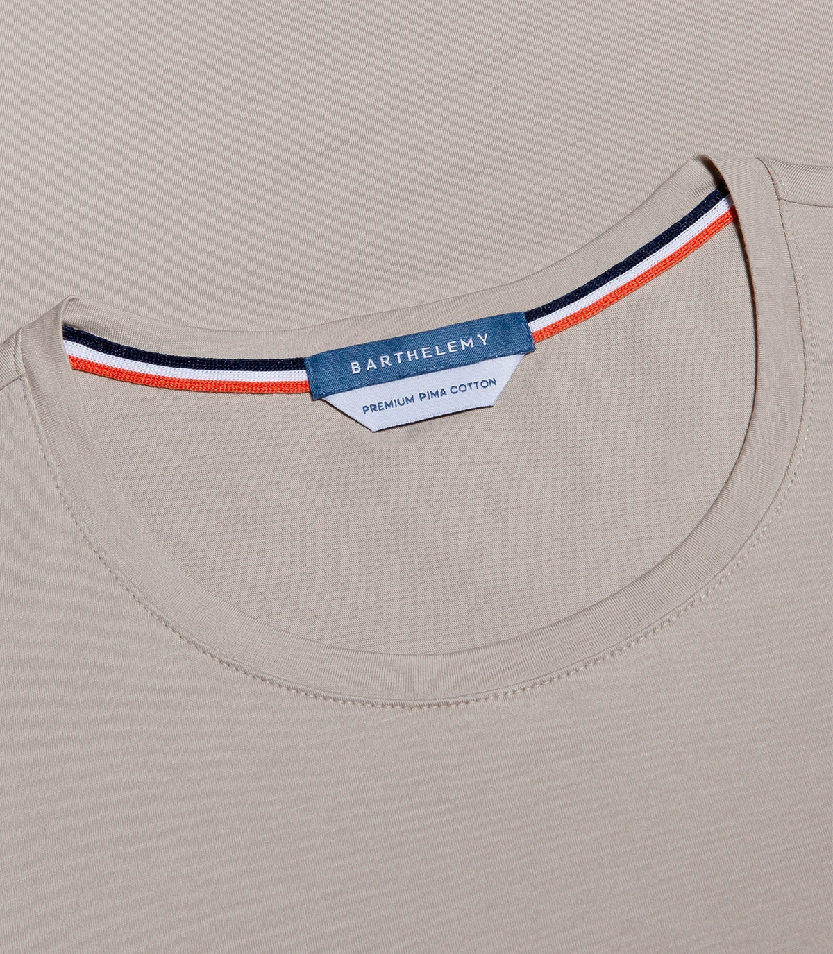 Crew Neck T-Shirt Pima Oatmeal Beige - Barthelemy
