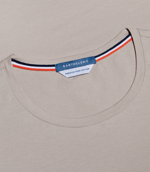 Crew Neck T-Shirt Pima Oatmeal Beige - Barthelemy