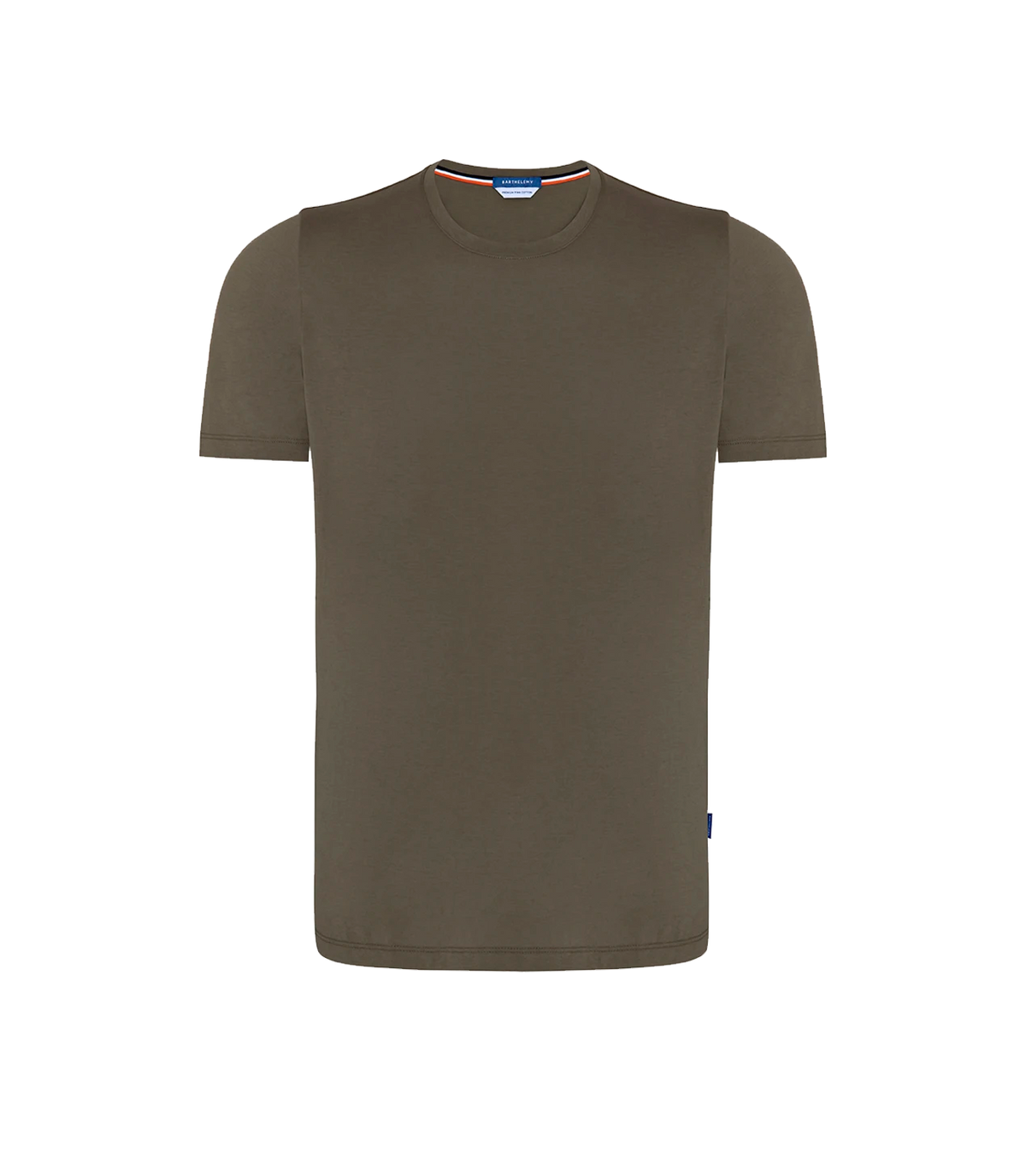 Crew Neck T-Shirt Pima Olive Green - Barthelemy