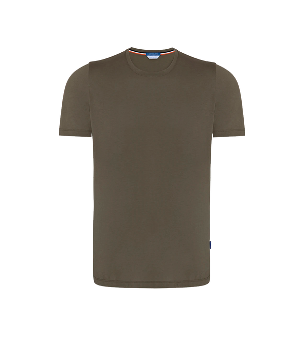 Crew Neck T-Shirt Pima Olive Green - Barthelemy