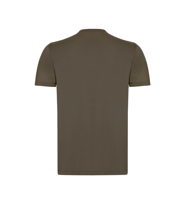 Crew Neck T-Shirt Pima Olive Green - Barthelemy