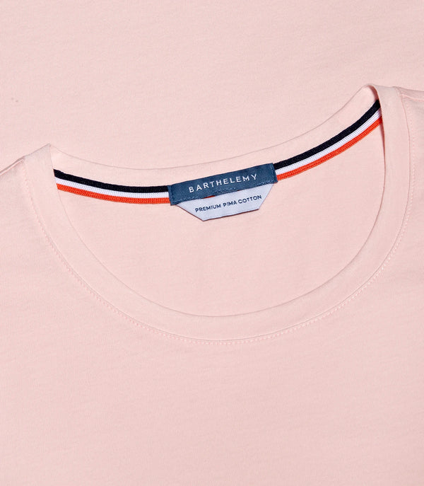 Crew Neck T-Shirt Pima Rose Quartz - Barthelemy
