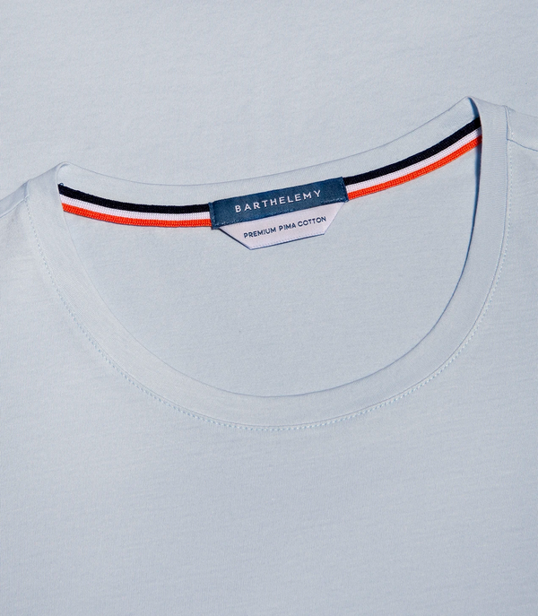 Crew Neck T-Shirt Pima Sky Blue - Barthelemy