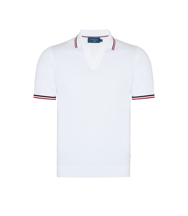 Rivage Knit Polo GB Macadamia Navy Red
