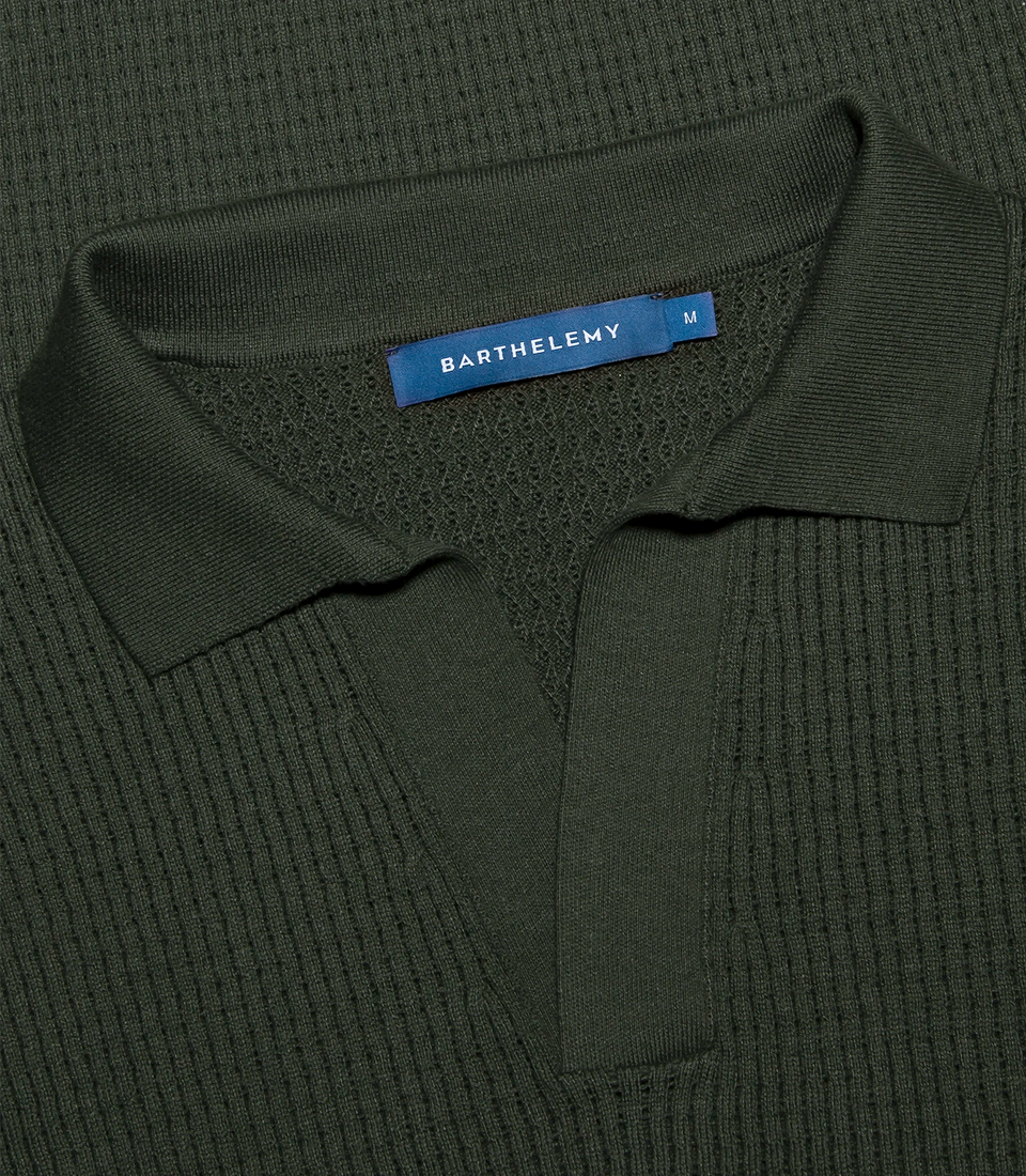 Rivage Knit Polo Waffle Forest Green | Polo | Barthelemy Resortwear