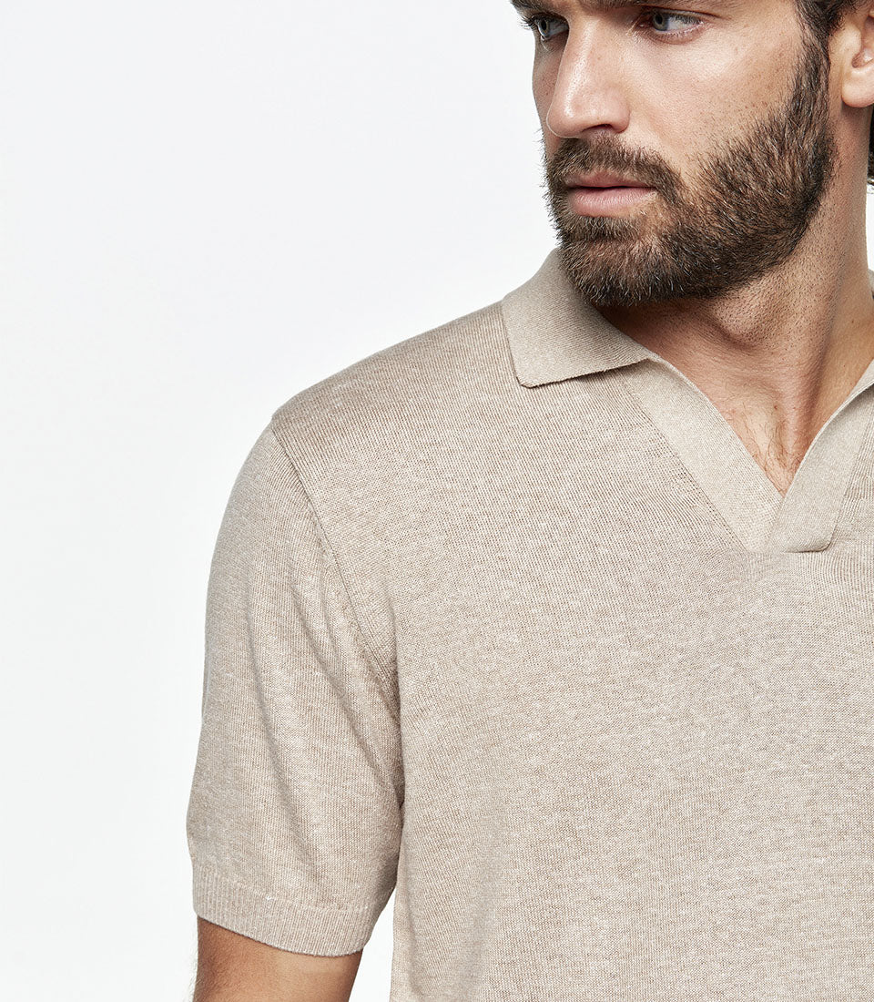Rivage Knit Polo Camel - Barthelemy