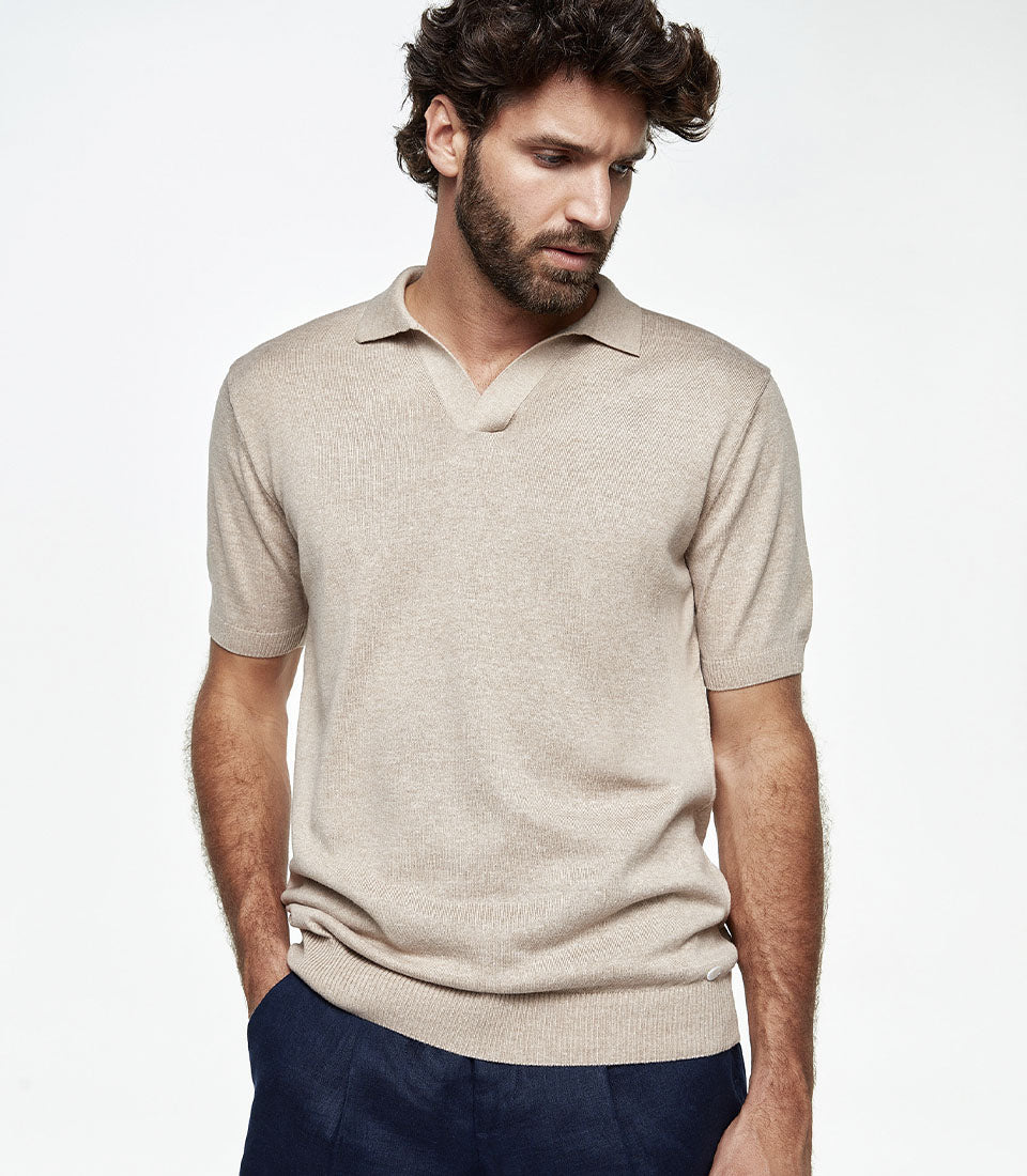 Rivage Knit Polo Camel