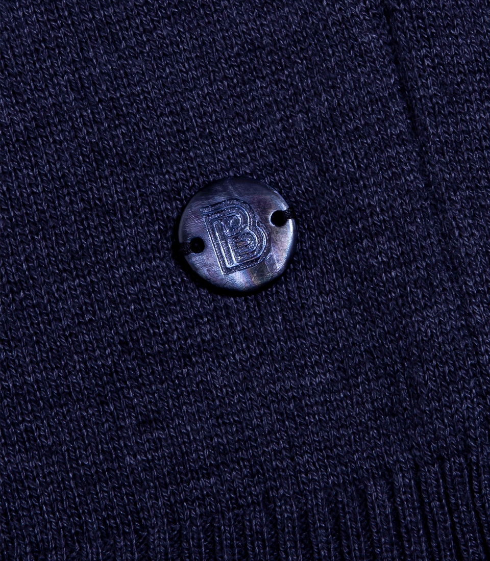 Rivage Knit Polo Naval Blue - Barthelemy