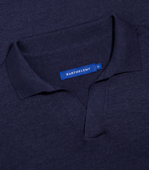 Rivage Knit Polo Naval Blue - Barthelemy