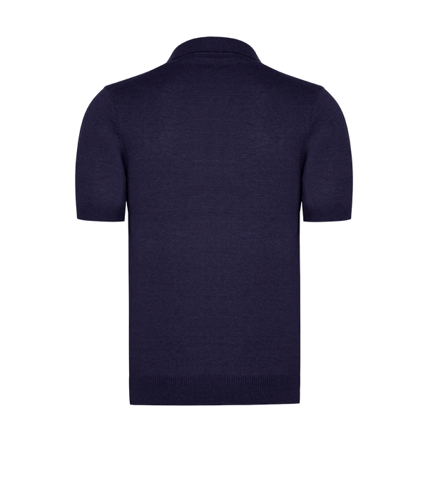 Rivage Knit Polo Naval Blue - Barthelemy