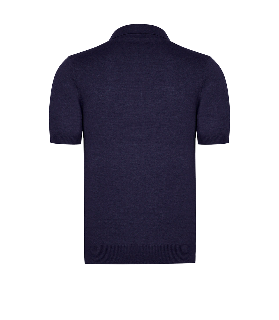 Rivage Knit Polo Naval Blue - Barthelemy