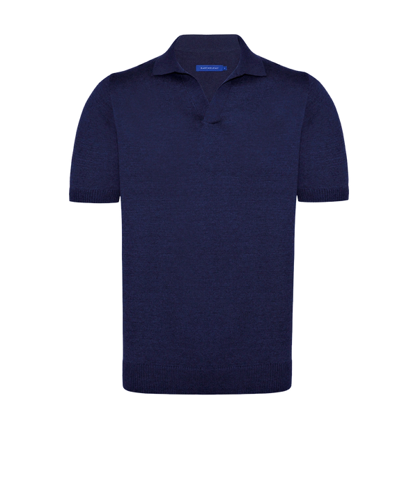 Rivage Knit Polo Naval Blue - Barthelemy